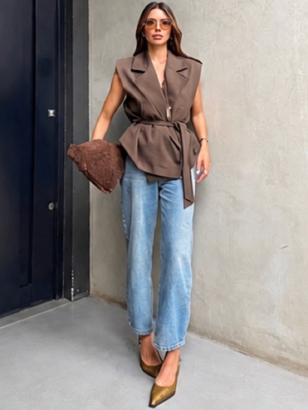 NEW ZARA SHOULDER PAD BELTED VEST 
SIZE XS -S 
🚨NO DISCOUNT